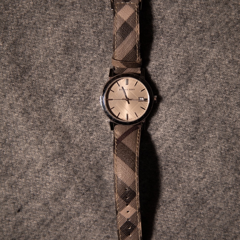 Burberry Gray and tan patterned watch